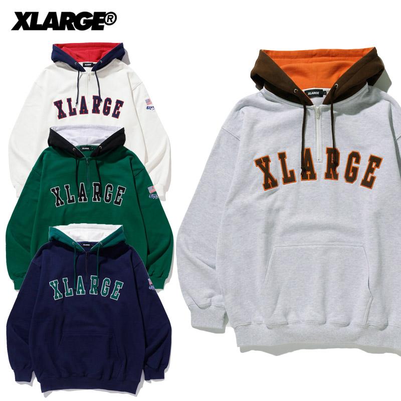 エクストララージ X-LARGE CONTRAST COLOR HALF ZIP HOODED SWEAT