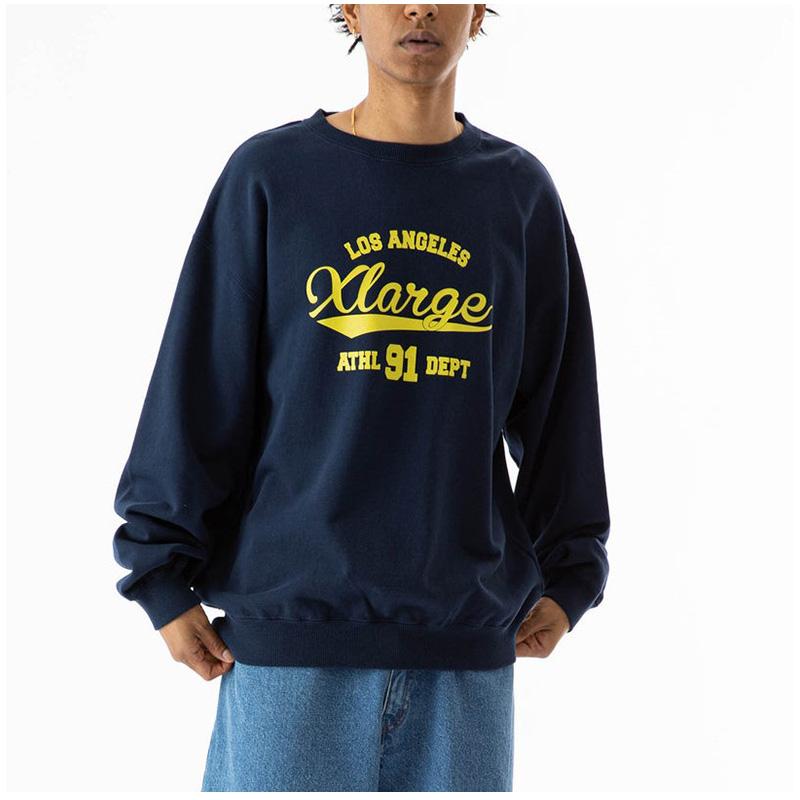 v12 TEACH CREW クルーネック シャツ 襟 ロゴ　長袖 スウェット XLARGE 【並行輸入】エクストララージ VARSITY LOGO CREWNECK
