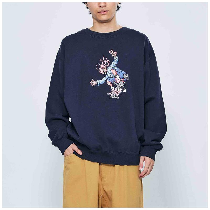 XLARGE 【並行輸入】エクストララージ BURNING MONSTER CREWNECK