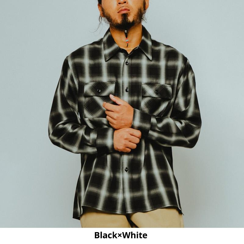 ビッグマイク オンブレチェックシャツ シャドーチェック XXL BIG MIKE（ビッグマイク） メンズ チェックシャツ レーヨン ミックス