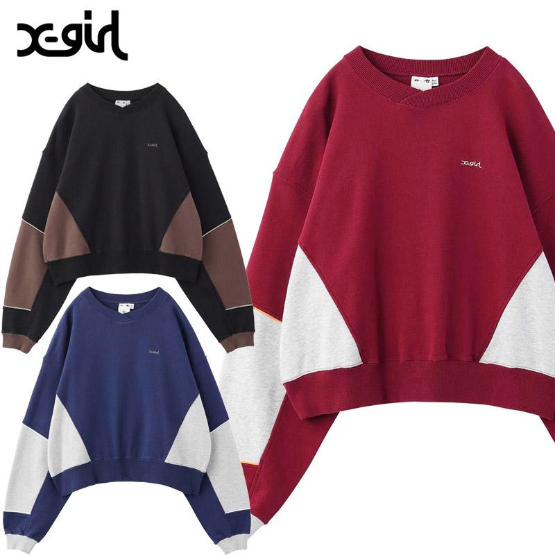 エックスガール X-girl BICOLOR WIDE SWEAT クルーネック スウェット レディース 105224012009 X-girl（エックスガール） 【並行輸入】エックスガール X-girl BICOLOR