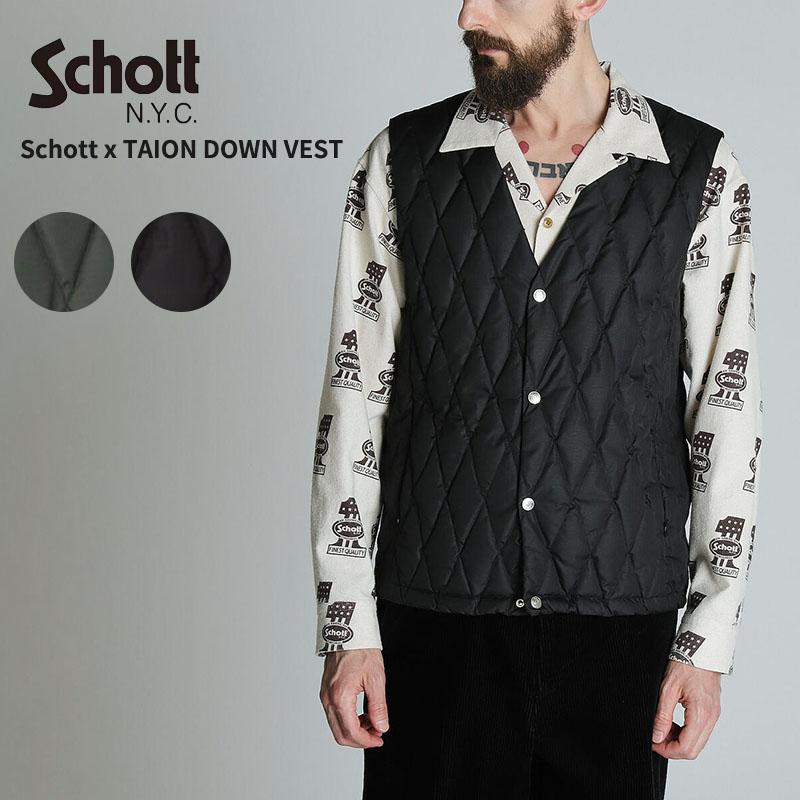 Schott N.Y.C ショット×タイオン メンズ ダウンベスト x TAION Schott N.Y.C ショット×タイオン メンズ ダウンベスト x TAION