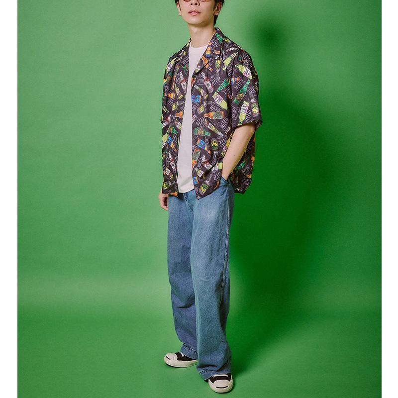 ヨイドレ メンズ 半袖シャツ プリントシャツ YOIDORE 酒アロハシャツ ショートスリーブ トップス  825701 YOIDORE ヨイドレ メンズ 半袖シャツ プリントシャツ 酒アロハシャツ