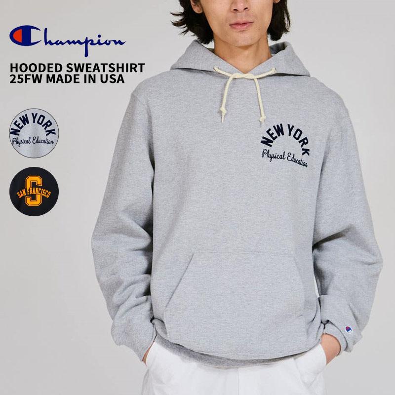 チャンピオン メンズ プリント トレーナー Champion フーデッドスウェットシャツ 25FW MADE IN USA HOODED SWEATSHIRT  裏起毛 C5-C108 Champion（チャンピオン） メンズ プリント トレーナー フーデッド