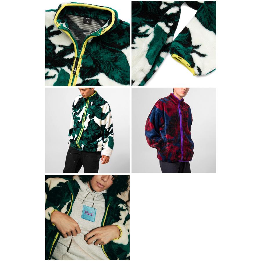 【即完売デザイン】ハフ☆刺繡ロゴ フリース ナイロン切り替えジャケット 希少XL HUF（ハフ） 【並行輸入】ハフ HUF SATIVA FLORAL FULL ZIP SHERPA