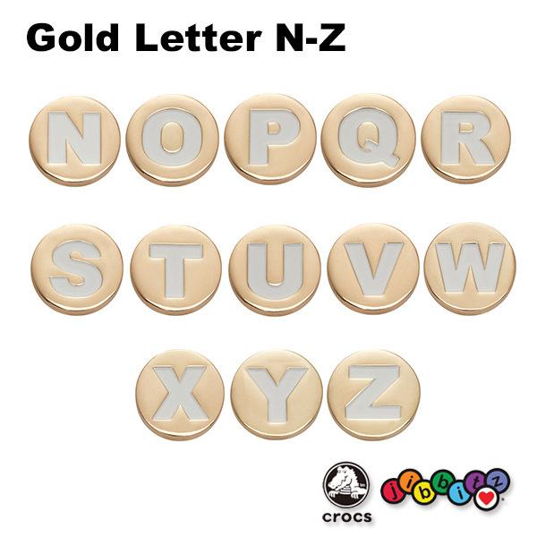 クロックス CROCS  ジビッツ jibbitz  ゴールドレターN-Z gold letter N-Z   アクセサリー アルファベット イニシャル ゆうパケット可 [SKY] [小物] [AA-2]