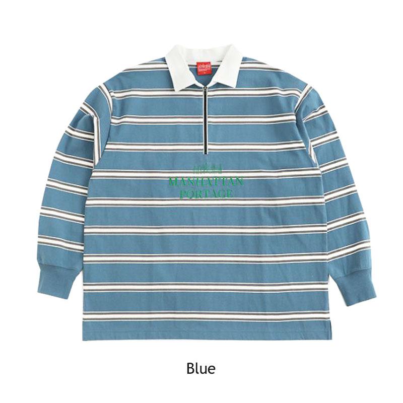 マンハッタン ポーテージ Manhattan Portage L/S Rugger Half-Zip Border Shirt MP-M522 ラガー ハーフジップ シャツ 長袖 ロンT Manhattan Portage（マンハッタンポーテージ） マンハッタン