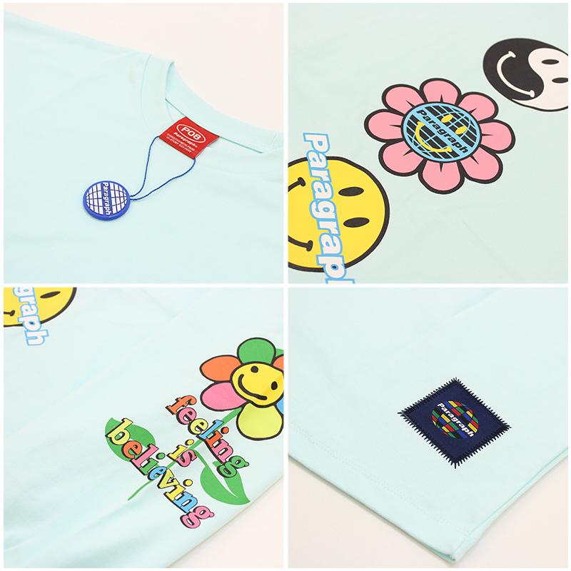 Paragraph フラワースマイル ロングスリーブTシャツ フリーサイズ Paragraph パラグラフ 長袖 Tシャツ Flower smile Long sleeve t