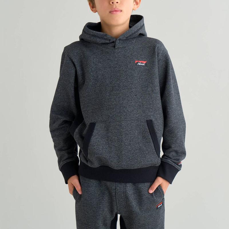 ナンガ キッズ スウェットパーカー NANGA エコハイブリッド ミニボックスロゴ キッズ スウェットフーディー トップス 子供用の画像