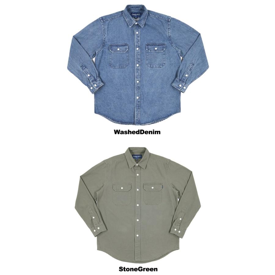 オンリー ニューヨーク Only Ny  Washed Cotton Work Shirt  長袖シャツ 男性用 メンズ デニム[BB]｜neo｜02