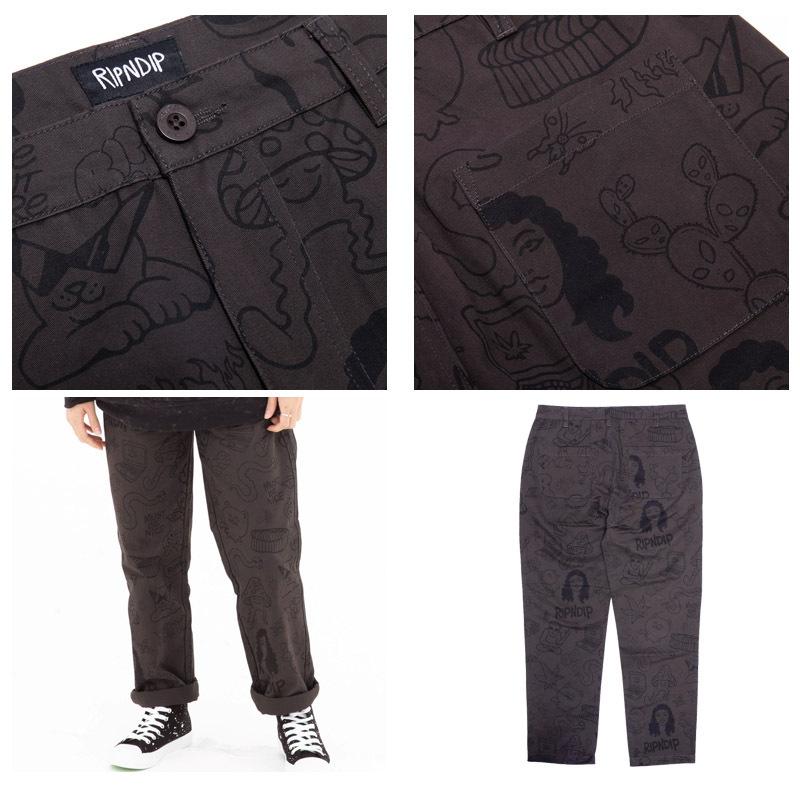 並行輸入】リップンディップ RIPNDIP Nerm Doodle Cotton Twill Pants