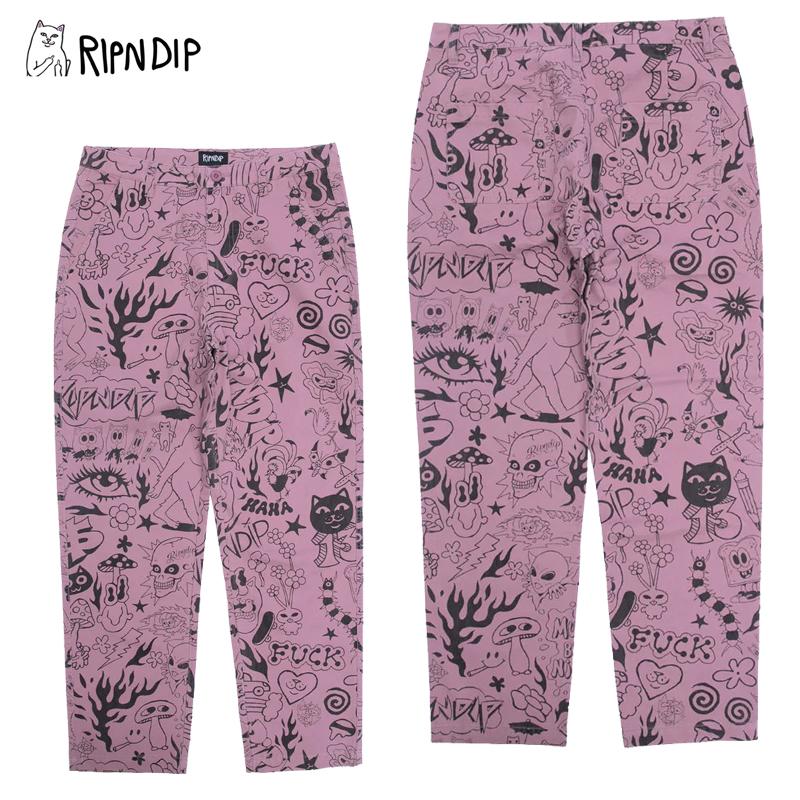 RIPNDIP リップンディップ We Don't Care Twill Pants Mauve RIPNDIP リップンディップ We Don't Care Twill Pants Mauve