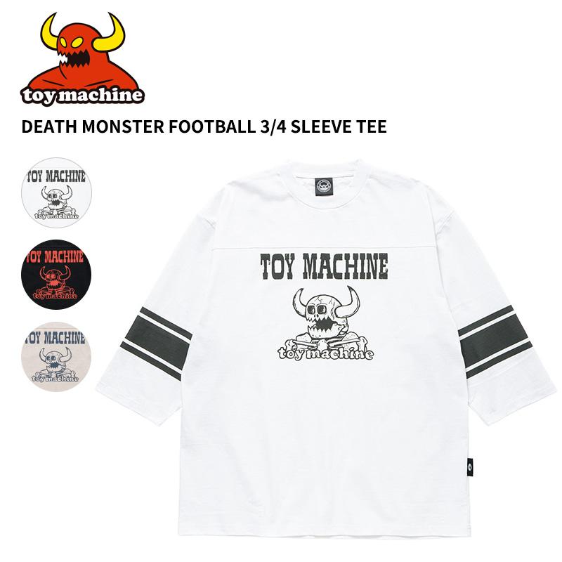 トイマシーン メンズ プリント 7分袖Tシャツ TOY MACHINE デス モンスター フットボールTシャツ 7分袖 トップス tmpflt21 | TOY MACHINE