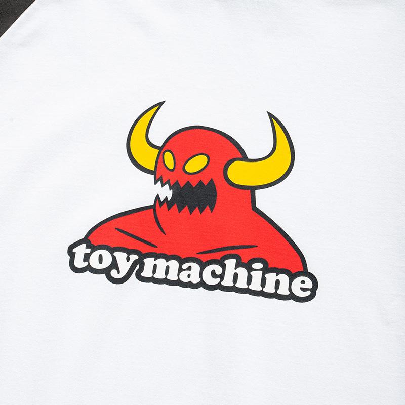 トイマシーン メンズ プリント ラグラン7分袖Tシャツ TOY MACHINE モンスター ラグラン フットボールTシャツ 7分袖 トップス tmpflt22 | TOY MACHINE | 03