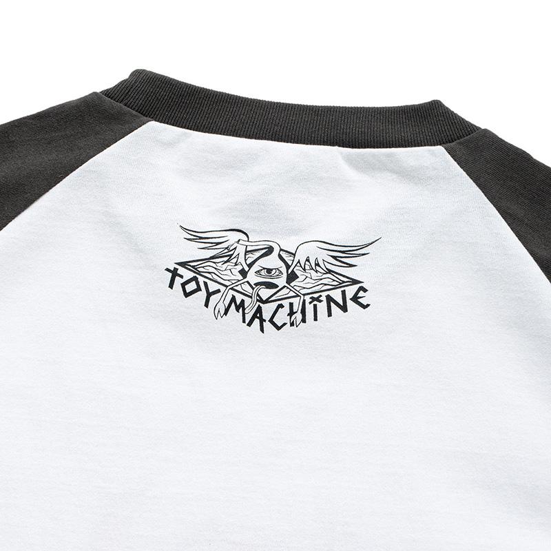 トイマシーン メンズ プリント ラグラン7分袖Tシャツ TOY MACHINE モンスター ラグラン フットボールTシャツ 7分袖 トップス tmpflt22 | TOY MACHINE | 04