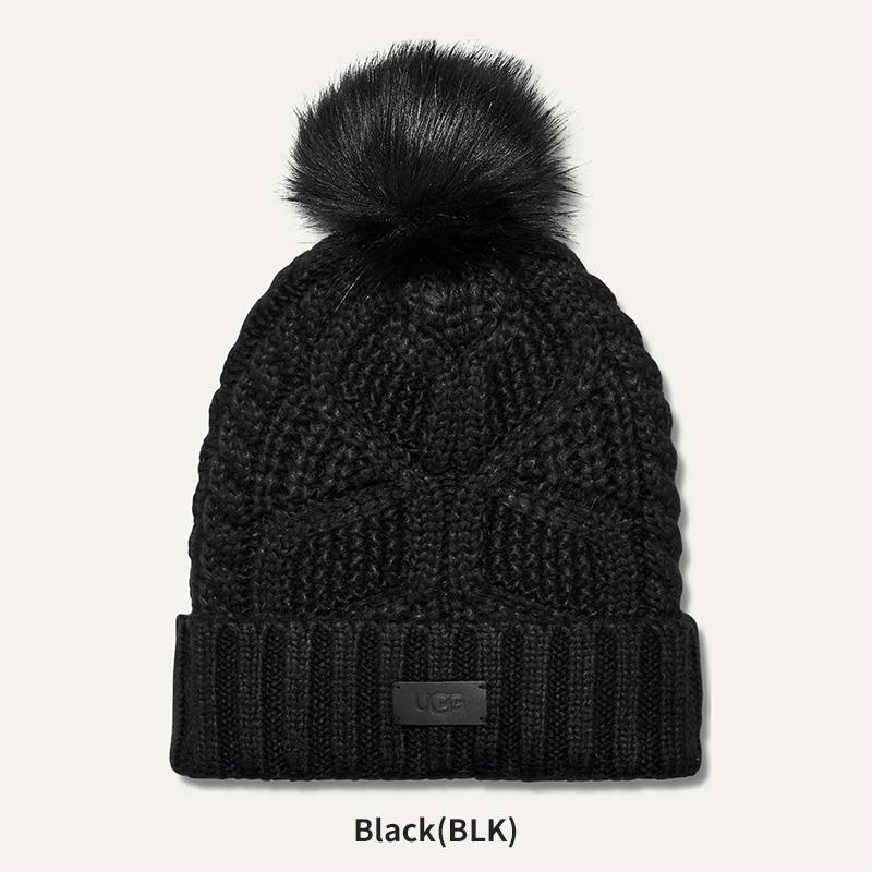 UGG（アグ） レディース ポンポン付き ニット帽 ケーブル ビーニー