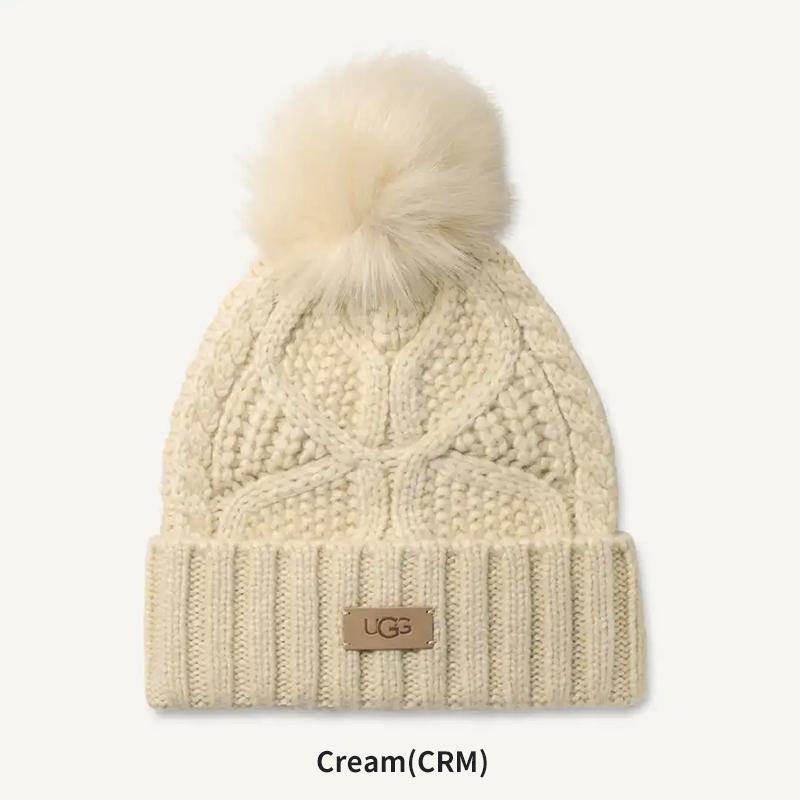 UGG（アグ） レディース ポンポン付き ニット帽 ケーブル ビーニー