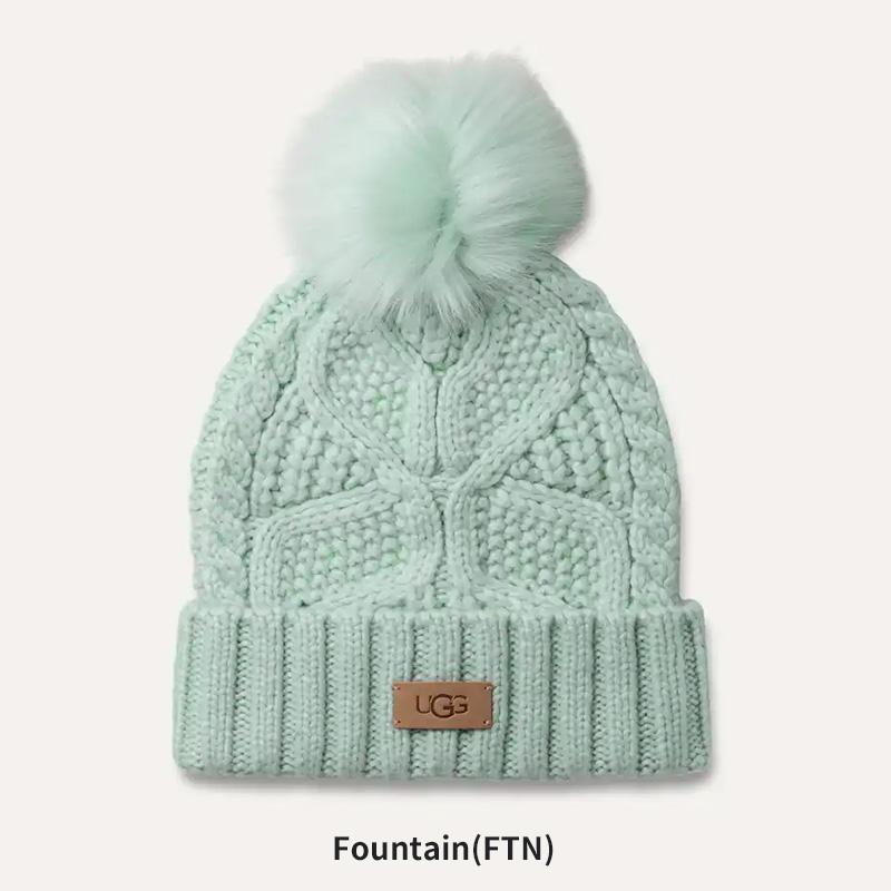 UGG（アグ） レディース ポンポン付き ニット帽 ケーブル ビーニー