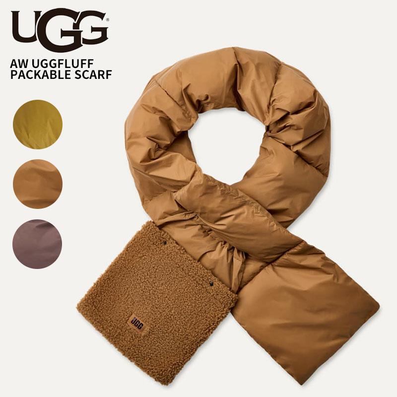 送料無料 アグ マフラー 102822 Ochre Green フラッフ パッカブル スカーフ レディース 耐水 ストール UGG UGG（アグ） レディース 中綿マフラー UGG AW UGGフラッフ パッカブル