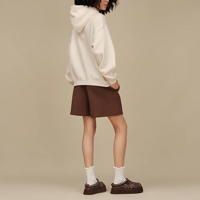 UGG パーカー フーディー 2024 fluff logo ボア S ブラウン UGG（アグ） パーカー Rey UGGfluff Logo Hoodie レイ UGGフラッフ