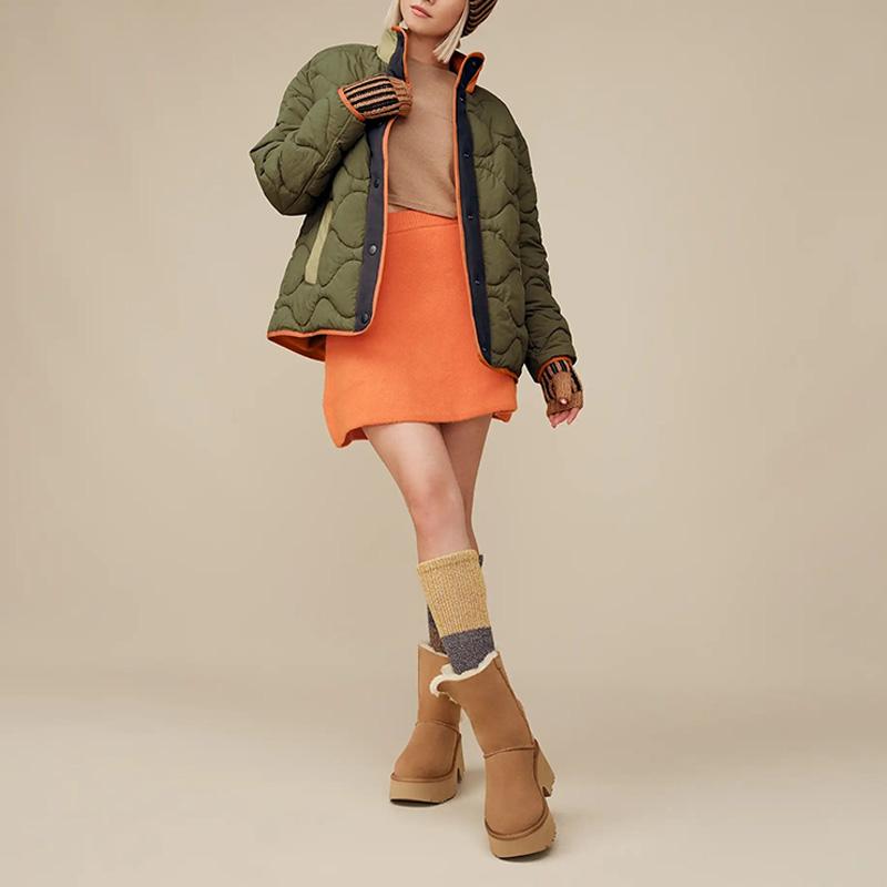 UGG　完売　厚底スウェードブーツ UGG（アグ） ブーツ 靴 レディース スエード ボア ショートブーツ 厚底