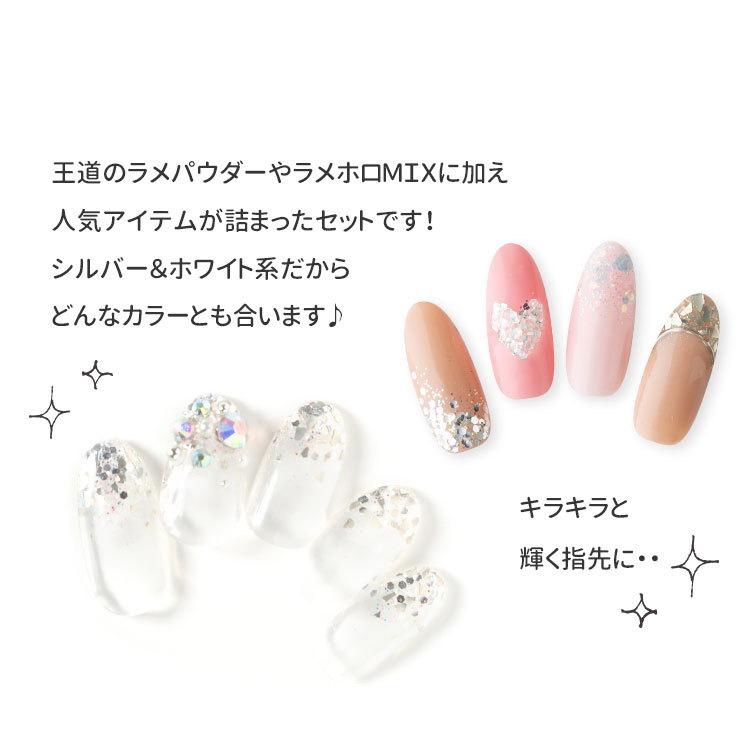 ホワイト&シルバー グリッターセット ラメ/ホロ/乱切りフィルム ホワイト&シルバー グリッターセット ラメ/ホロ/乱切りフィルム