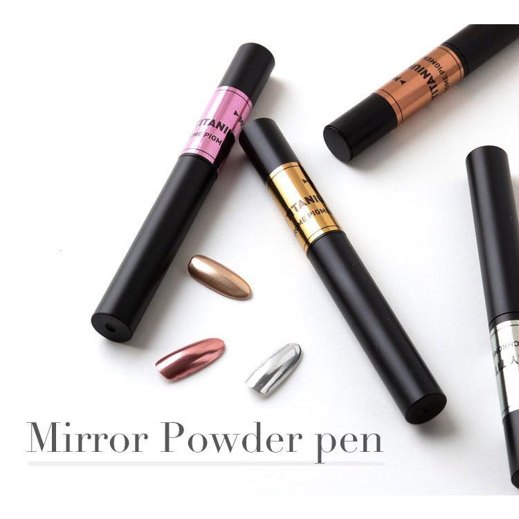 ネイルアート ミラーパウダー ペン ゴールド シルバー ミラーパウダー