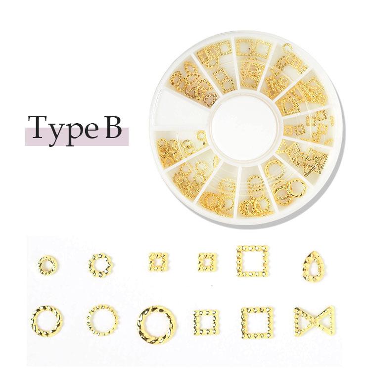 選べる8タイプ メタルスタッズ12種セット ジェルネイルパーツ メタル