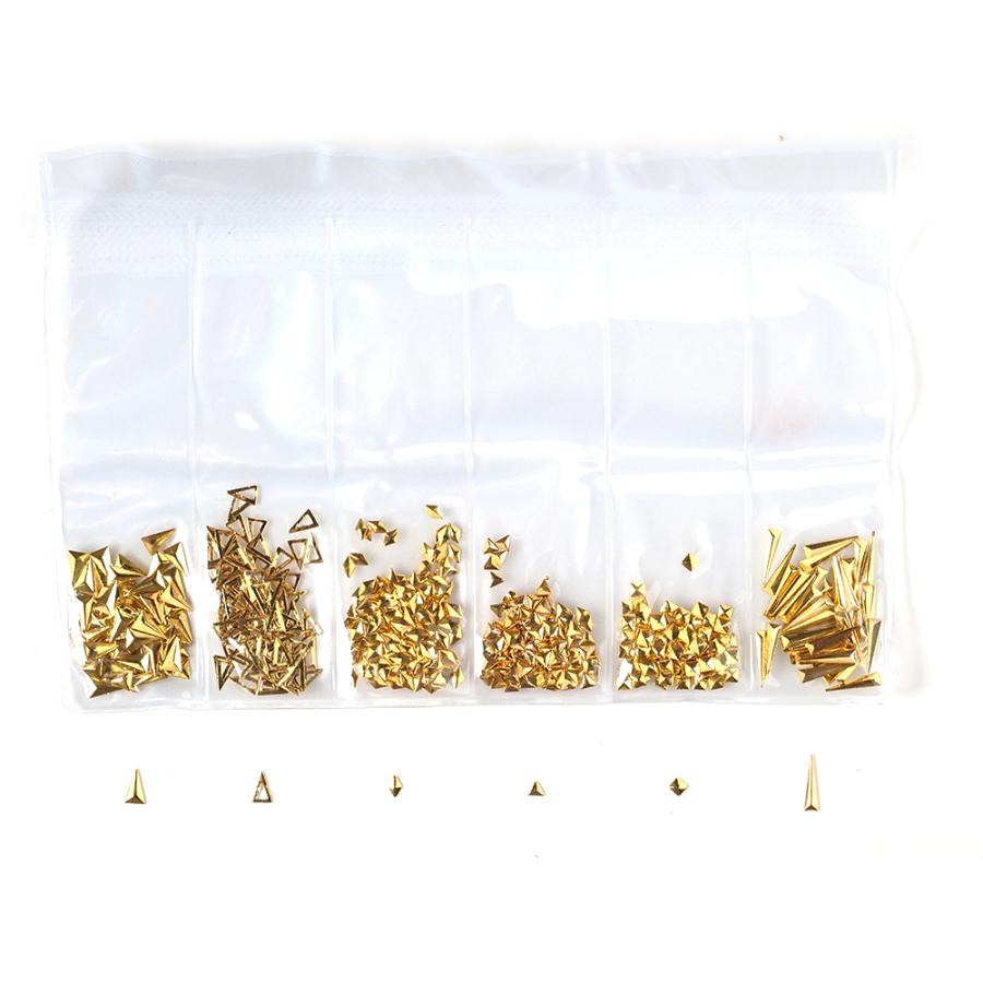 メタルスタッズ 三角形 6種セット ゴールド ジェルネイル ネイル