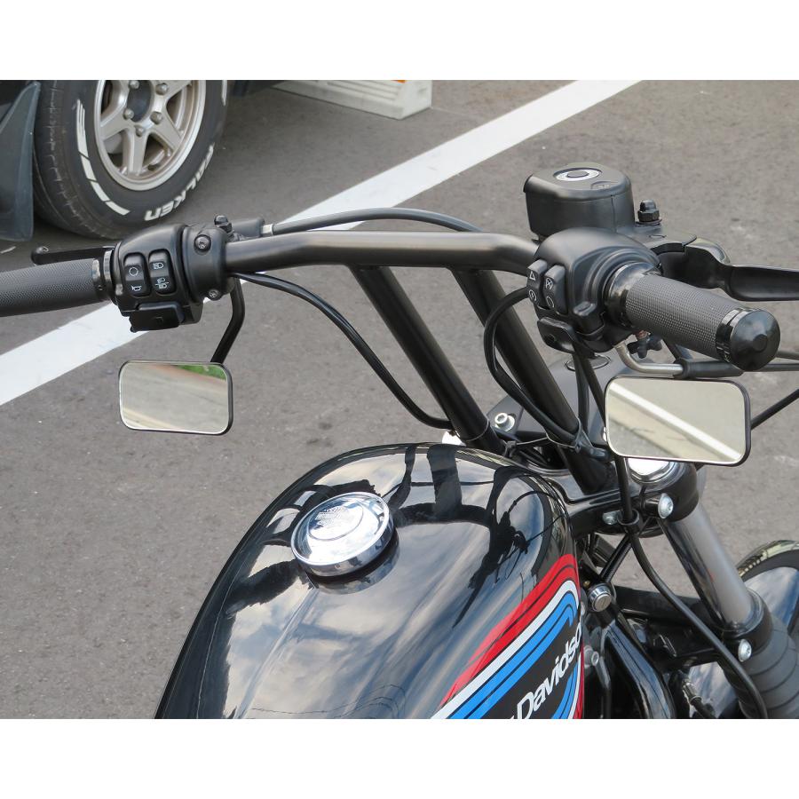 Harley Davidson ショートステムスクエアミラー ブラック : ネオ Harley Davidson ショートステムスクエアミラー ブラック : ネオ