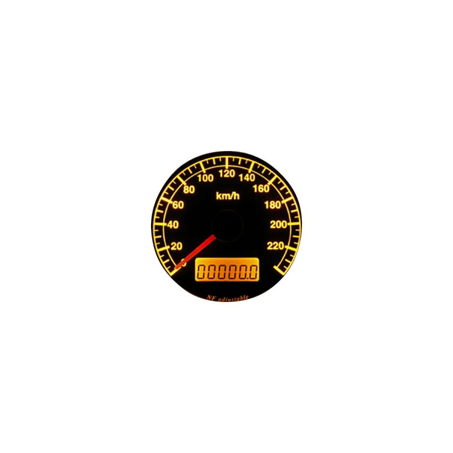48mm アジャスタブルスピードメーター ステンレス 黒盤 橙光