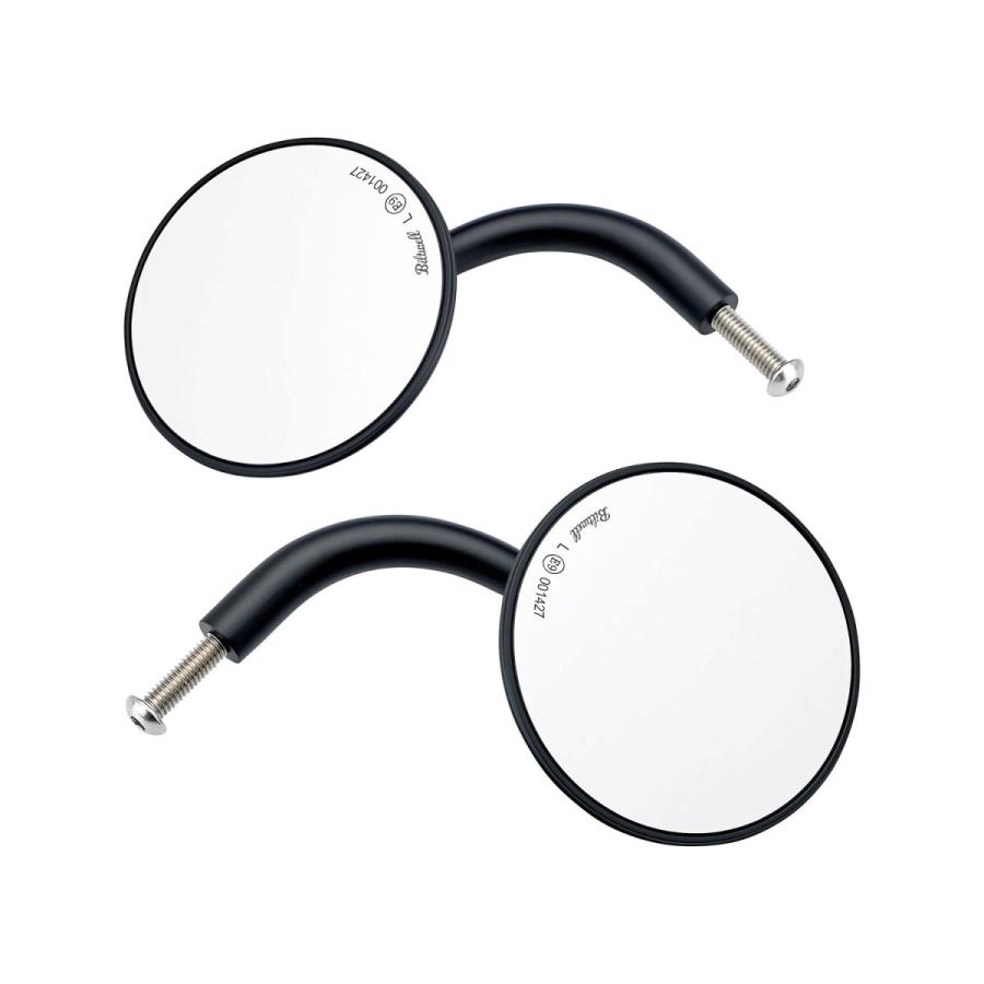 ハーレーダビッドソン ラウンドスタイルミラー ショートステム（左） Harley Davidson ショートステムスクエアミラー ブラック : ネオ
