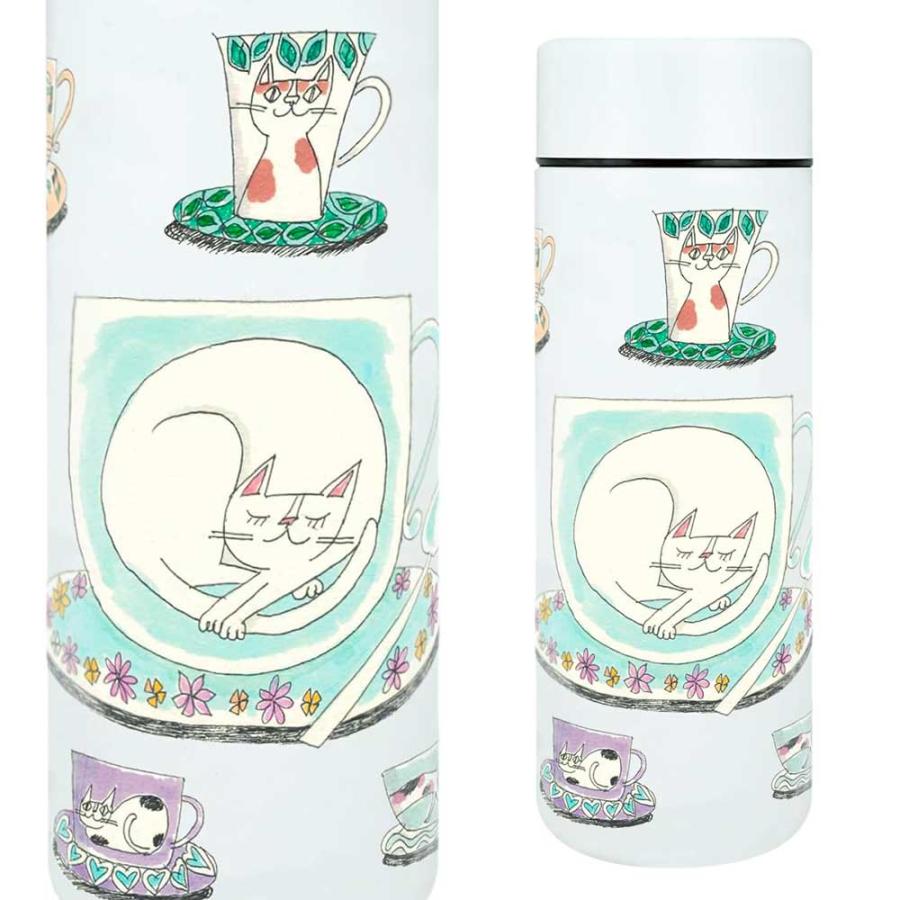 【ねこ画家 おかべてつろう　スクリュー式 ステンレスボトル300ml「それぞれの時間」】猫デザイン 保温・保冷機能付き 美味しい温度をキープ |  | 01