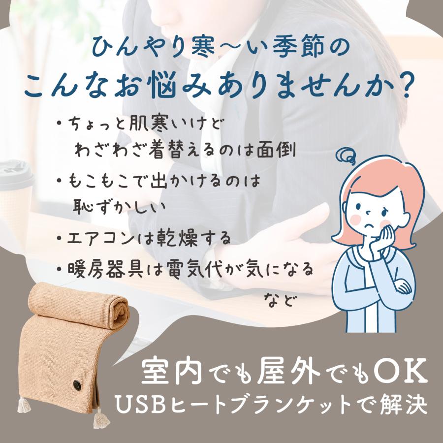 どこでも ぽかぽか】 USBブランケット ひざ掛け 着る電気毛布 ヒーター