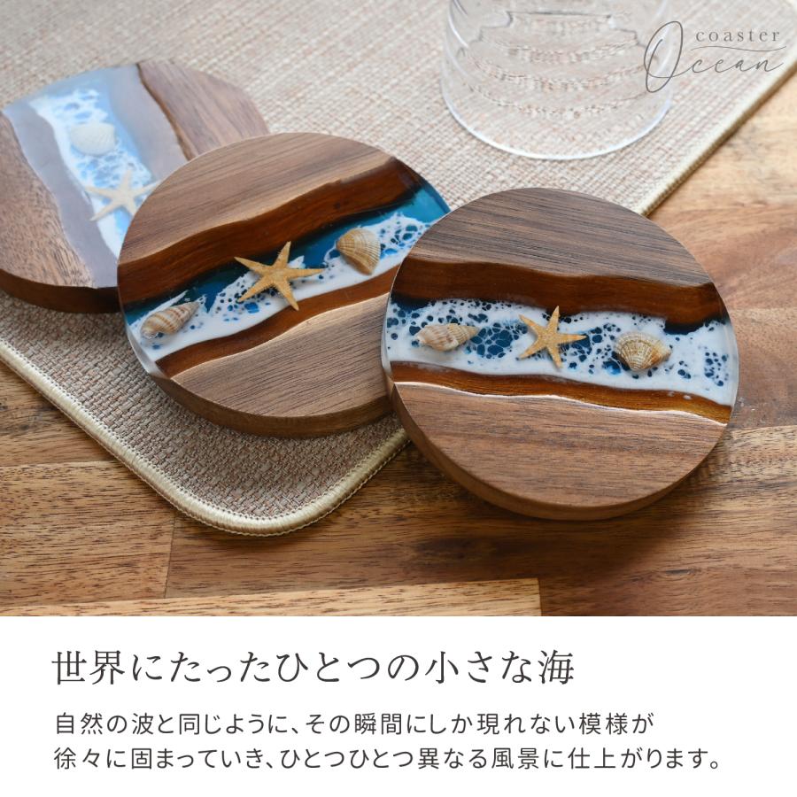 Mirx オーシャンシリーズ】コースター 木製 本物の貝 シェル
