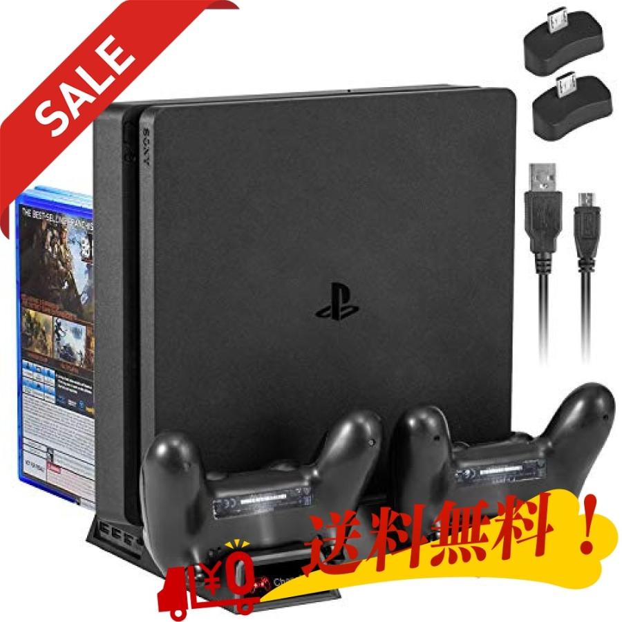 Ps4多機能スタンド Ps4 Ps4プロ Ps4スリム 縦置きスタンド コントローラー2台充電 Usbハブ3ポート 空冷ファン2基付 Fakfakkab Go Id