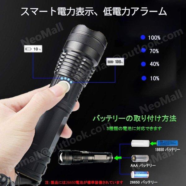 送料コミ】LED 充電式 ハンディライト 懐中電灯 超強力 IPX67防水 超高