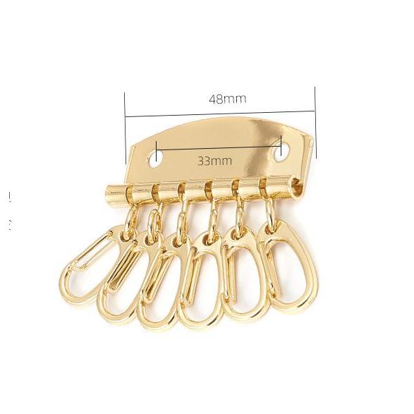 6連 キーホルダー金具 レザークラフト 部品 道具 カシメ付き