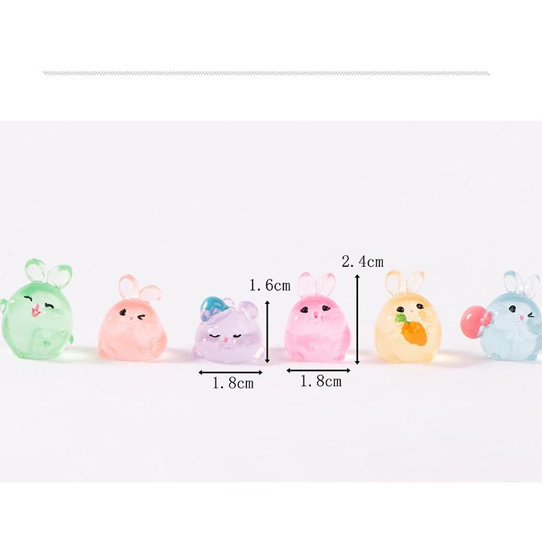 蓄光 フィギュア ウサギ 6個セット ランダムカラー アクアリウム