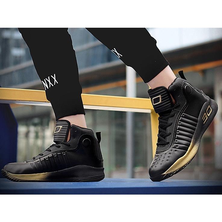 メンズ スニーカー ブラック × ゴールド 靴 シューズ 防滑 ランニング