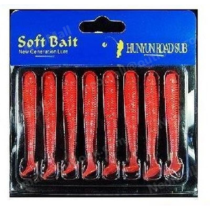 爆釣ソフトルアー ワーム シャッドテール レッド 約2.3インチ 8個入り