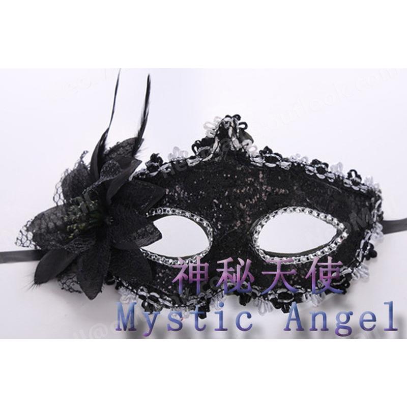 高品質☆魅惑的 フェザー アイマスク 【031・ブラック】 仮面 仮装