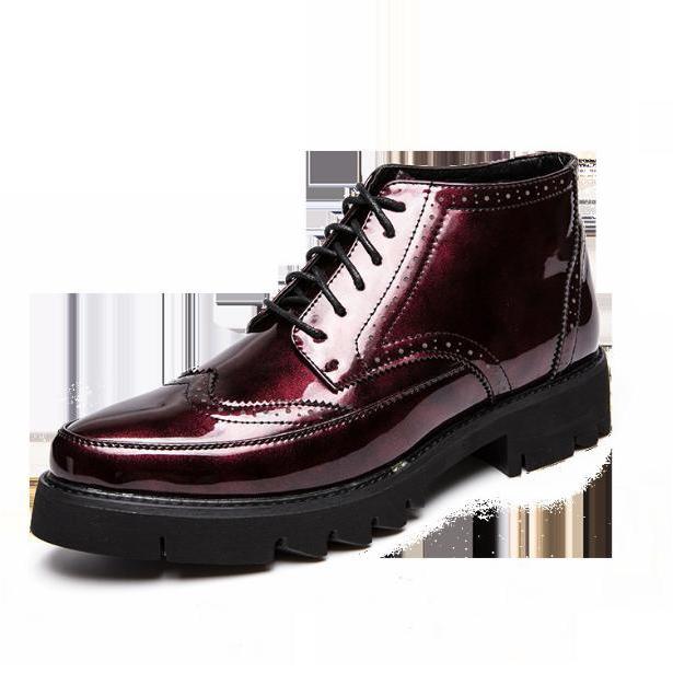メンズ ビジネス レザー シューズ レッド 革靴 靴 カジュアル 屈曲性