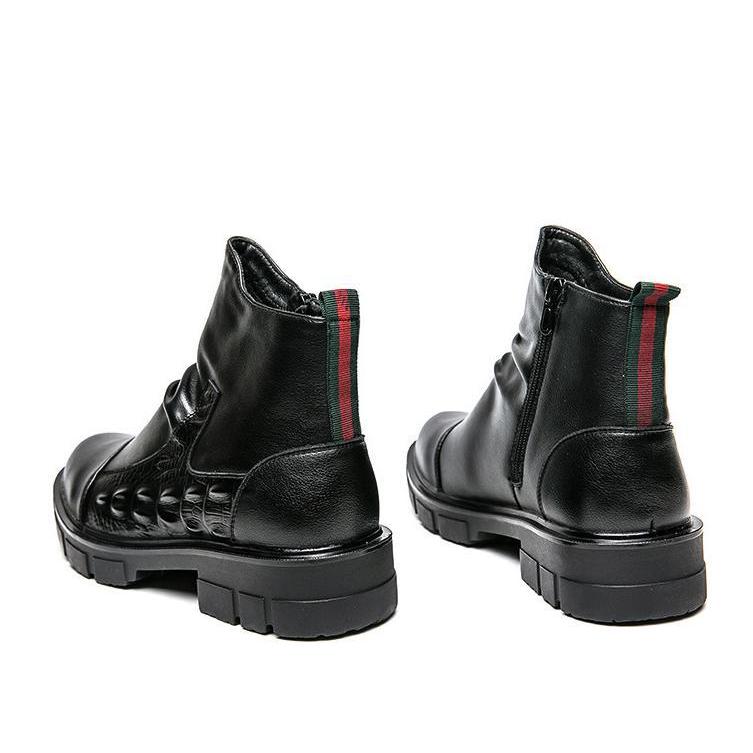 サイドジッパー付き メンズ ビジネス レザー シューズ ブラック 革靴