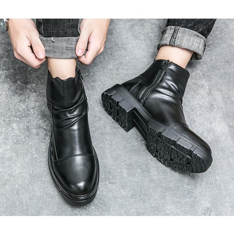 サイドジッパー付き メンズ ビジネス レザー シューズ ブラック 革靴 靴 カジュアル 屈曲性 通勤 軽量 インポート品【n150】 サイドジッパー付き メンズ ビジネス レザー シューズ ブラック 革靴