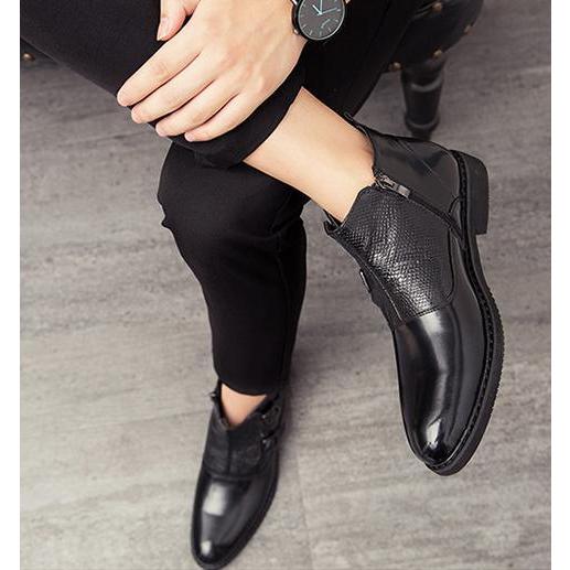 サイドジッパー付き メンズ ビジネス レザー シューズ ブラウン 革靴 靴 カジュアル 屈曲性 通勤 軽量 インポート品【n151】 サイドジッパー付き メンズ ビジネス レザー シューズ ブラウン 革靴