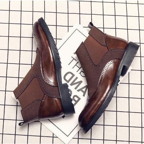 サイドゴア メンズ ビジネス レザー シューズ ブラウン 革靴 靴