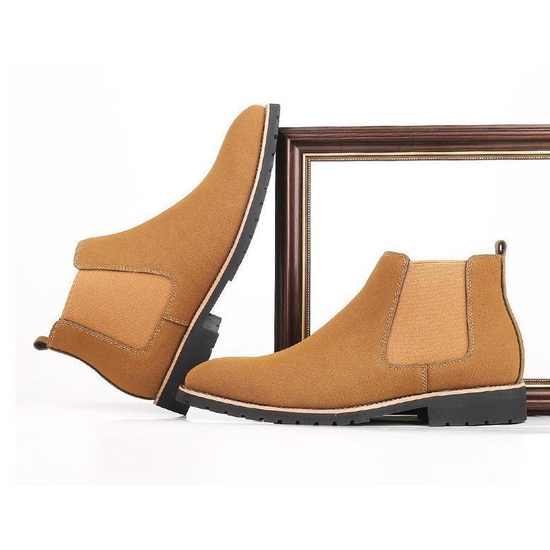 サイドゴア メンズ ビジネス PUレザー シューズ ダークブラウン 革靴 靴 カジュアル 屈曲性 通勤 軽量 インポート品【n155】 サイドゴア メンズ ビジネス PUレザー シューズ ライトブラウン 革靴