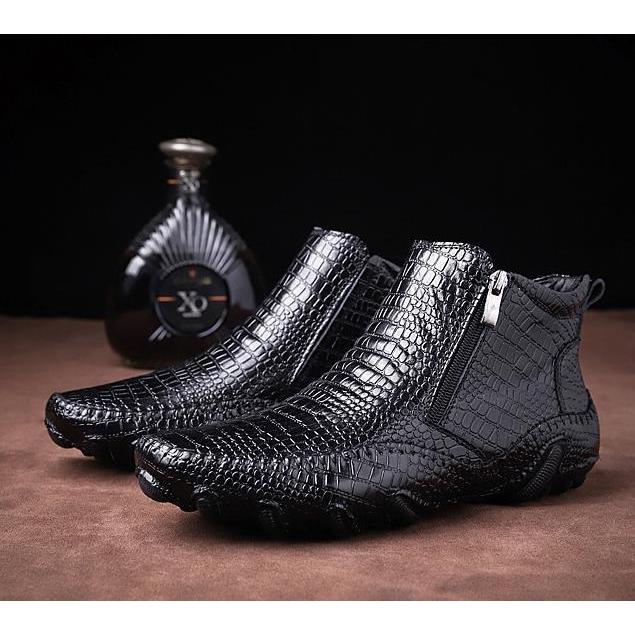 ワニ柄 型押し メンズ ビジネス シューズ ブラック 牛革 革靴 靴