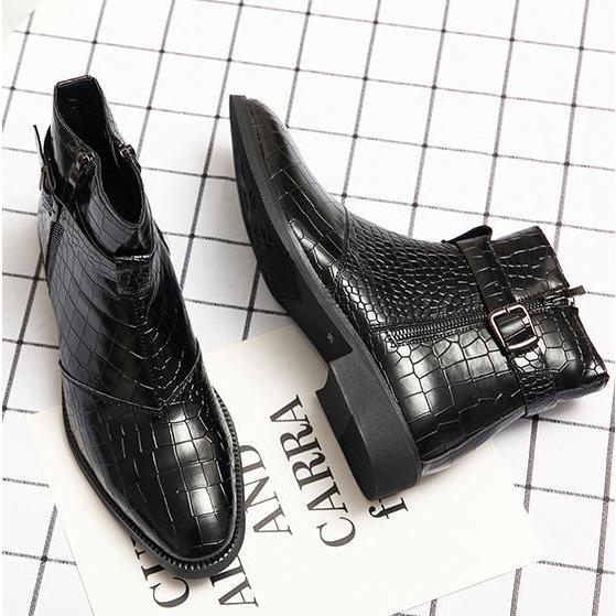 ワニ柄 型押し メンズ ビジネス シューズ ブラック PUレザー 革靴 靴